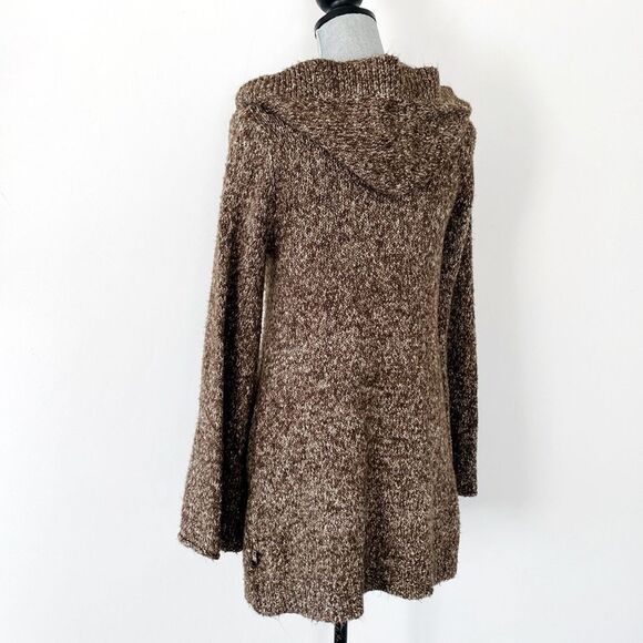 Prana Brown Cotton Knit Hooded Cardigan Sz S Boho Coastal Laganlook Yoga Girl - Picture 4 of 12